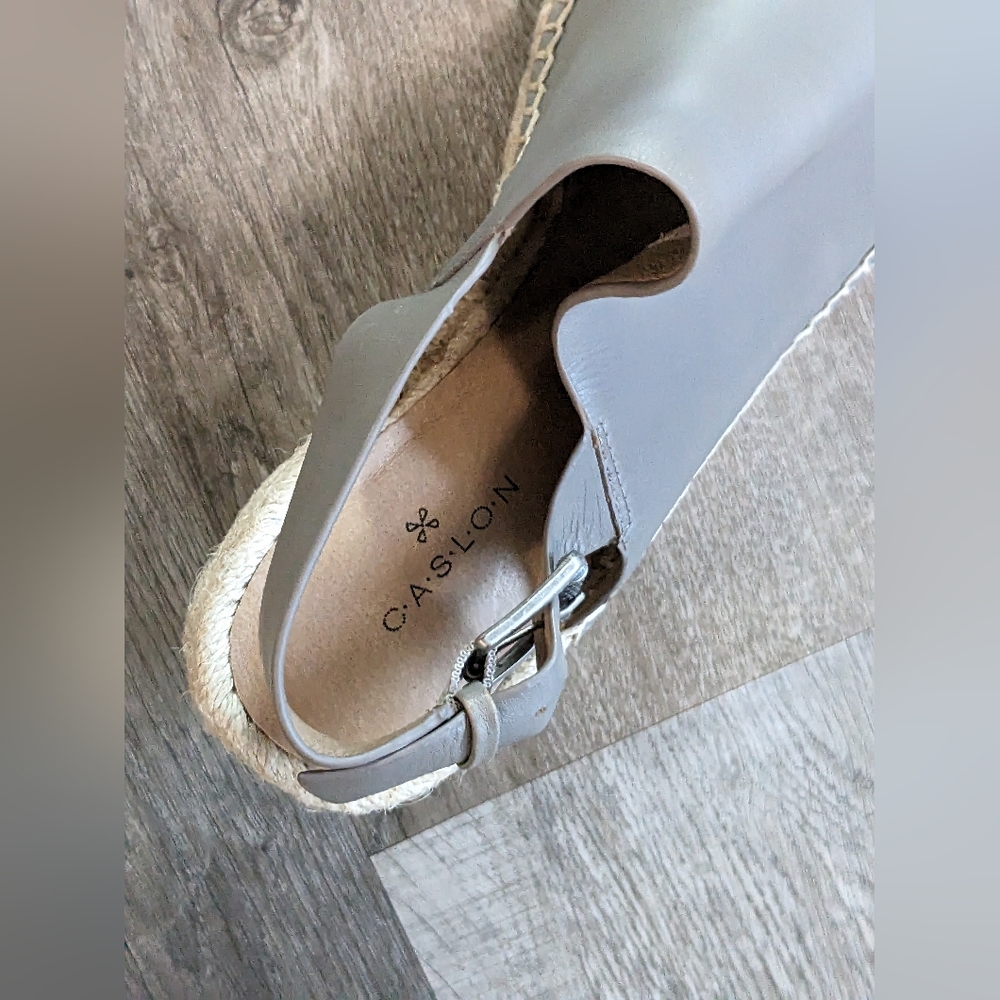Caslon Sutton Gray Slingback Leather Espadrille Sandal Size 8.5 Like NEW in box - Picture 9 of 15